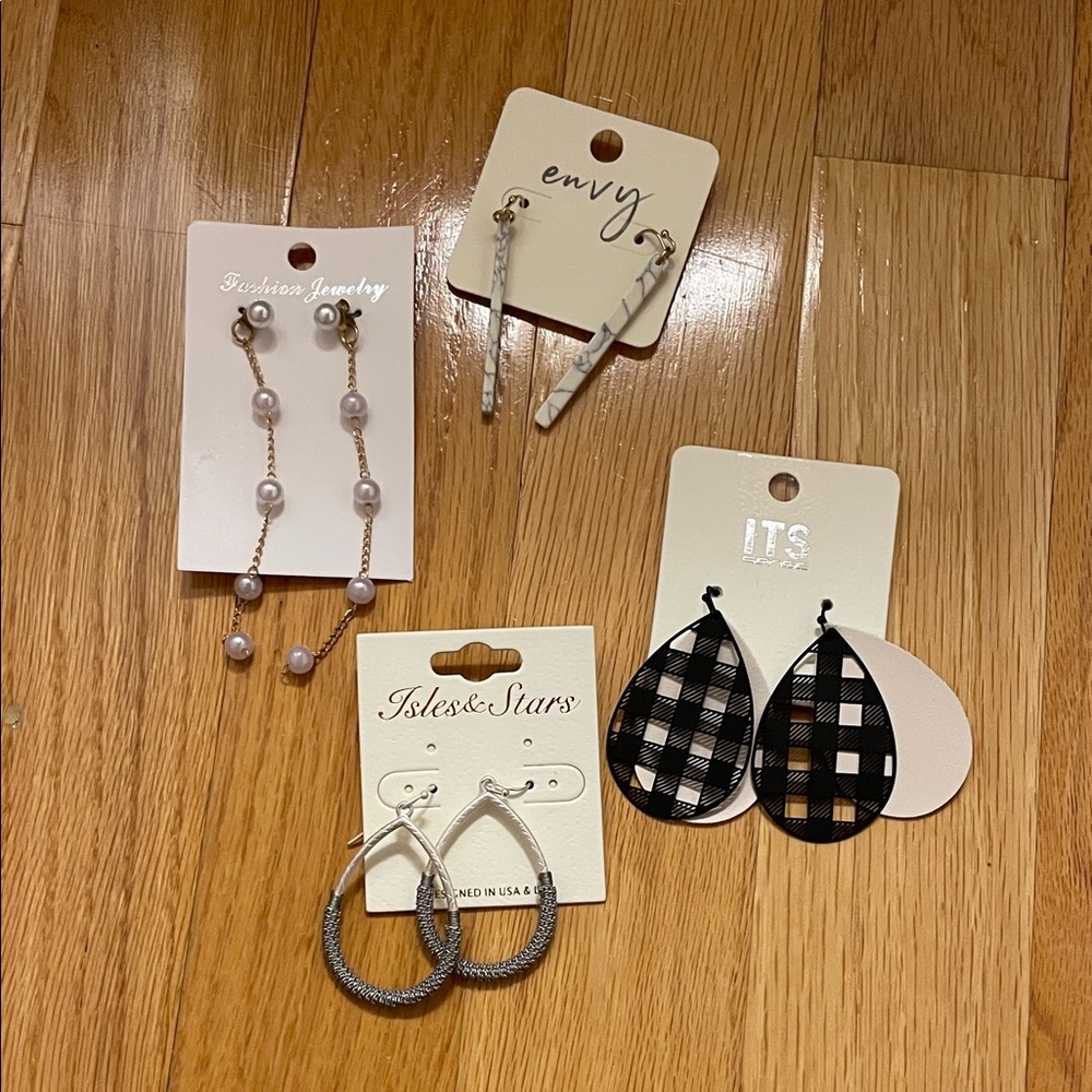 NEW Assorted Earrings Set with Silver and Black Accents